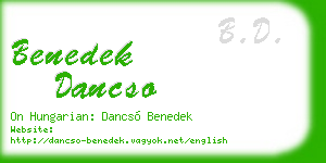 benedek dancso business card